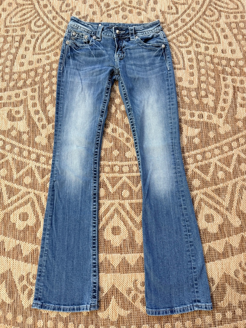 Miss Me Signature Boot heavily Embellished Jeans 27 Med Wash Y2K Low Rise